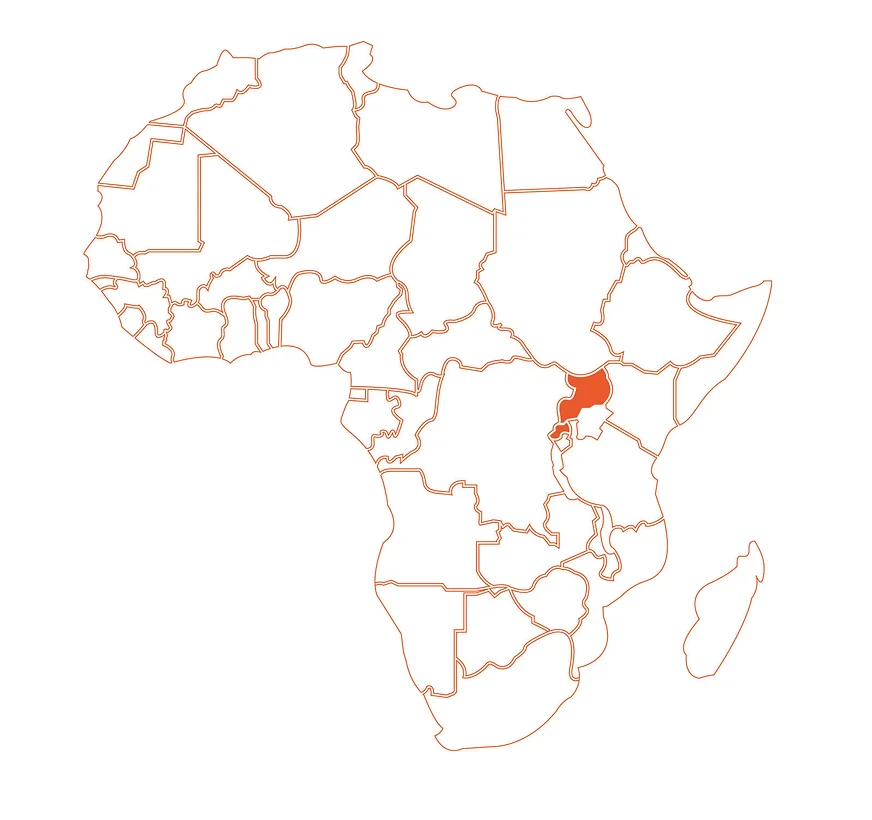 Map showing Rwanda